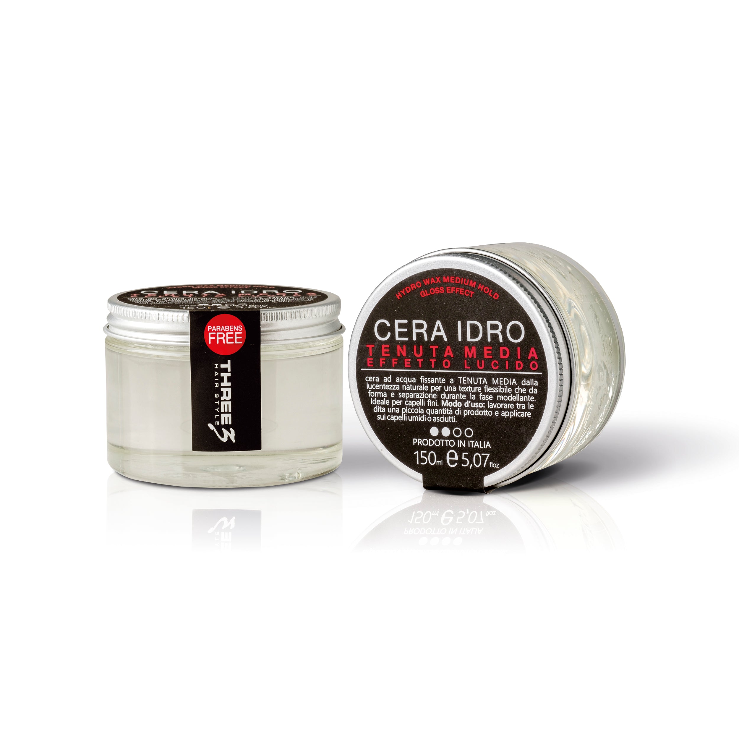 THREE Hydro Hair Wax Medium Hold Gloss Effect 150ml