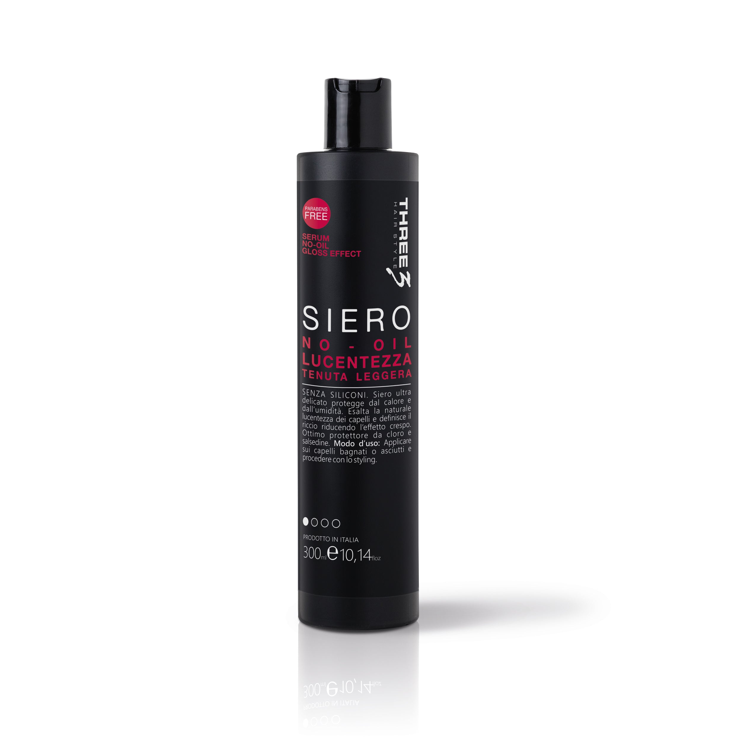 THREE Hair Serum No Oil Gloss Effect. Light Hold. Parabens Free 300ml