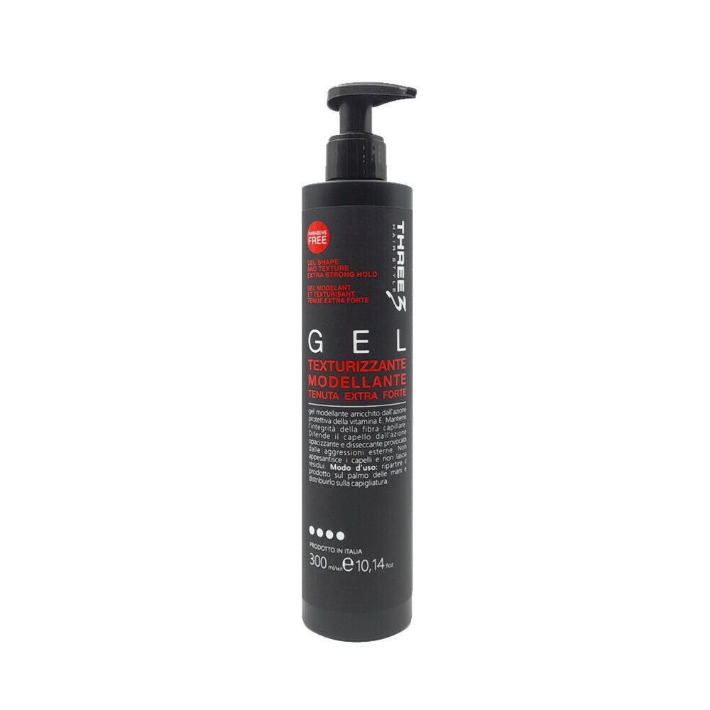 THREE Hair Gel Shape And Texture Extra Strong Hold 300ml